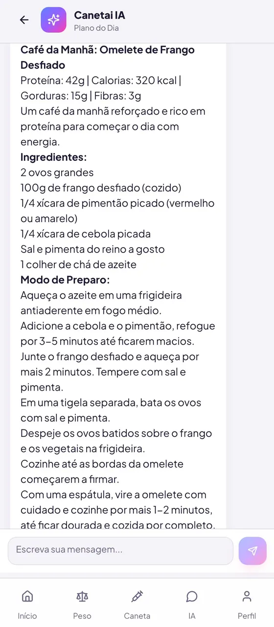 Plano do dia gerado pela IA do Canetai